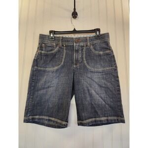 Lee Womens Denim Shorts Dark Wash Elastic Stretchy Waistband Size 14 W35x10L
